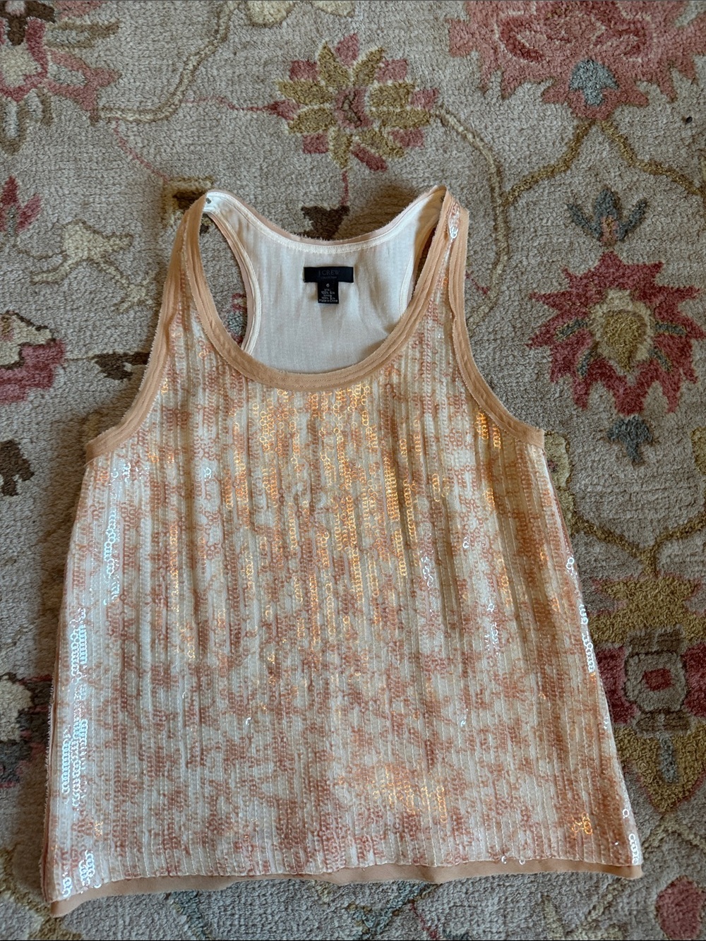 J. Crew Peach Sequin Ribbed Tank